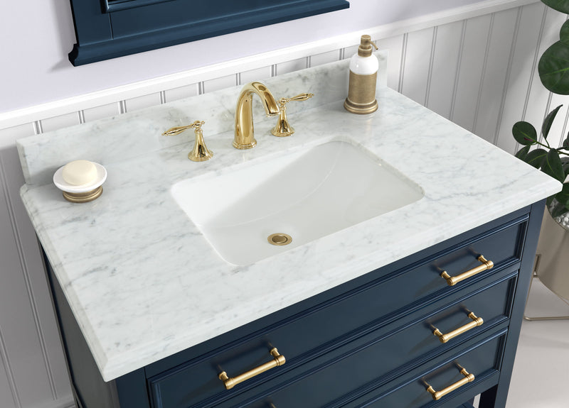 Manhattan 36" Single Vanity With Carrara Marble Top