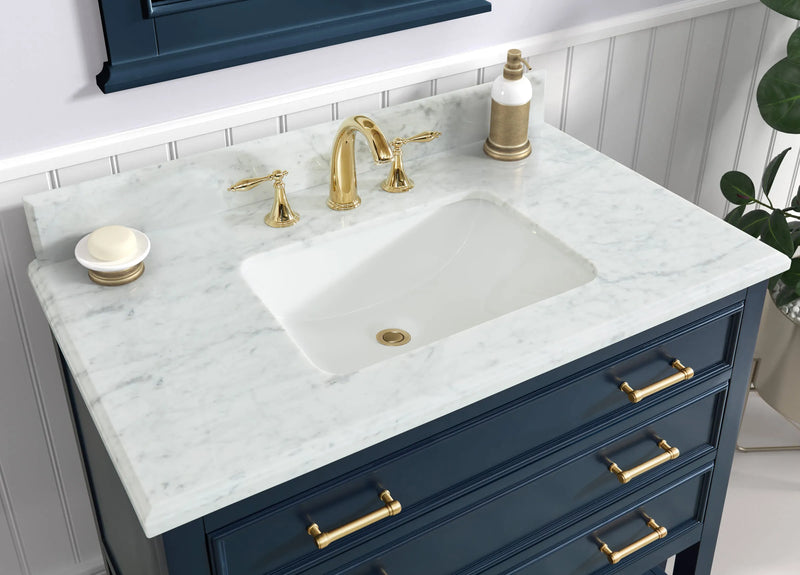 1.0 Manhattan 36" Single Vanity With Carrara Marble Top