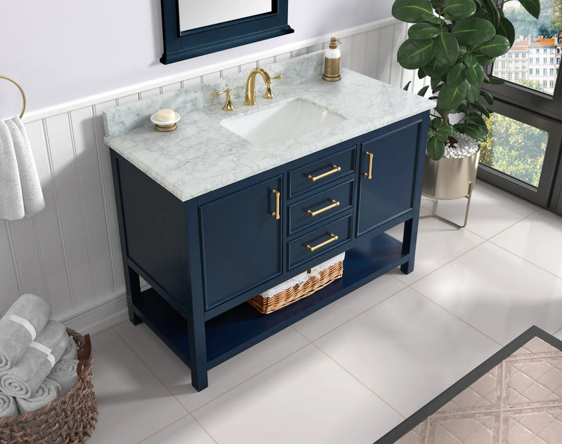 1.0 Manhattan 48" Vanity With Carrara Marble Top