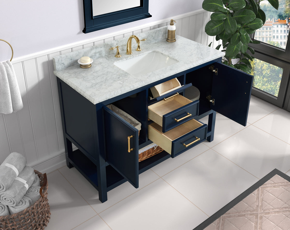 Manhattan 48" Vanity With Carrara Marble Top