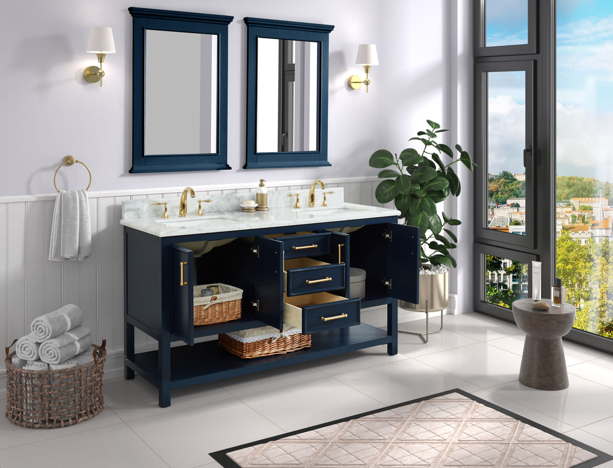 Manhattan 60" Vanity With Carrara Marble Top
