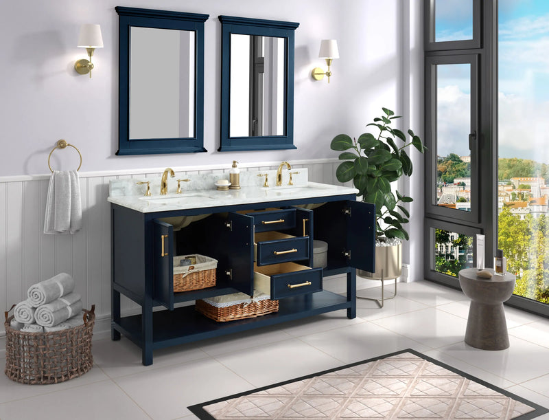 1.0 Manhattan 60" Vanity With Carrara Marble Top