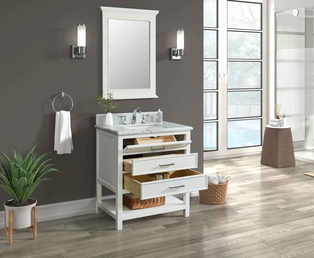 1.0 Manhattan 30" Vanity With Carrara Marble Top