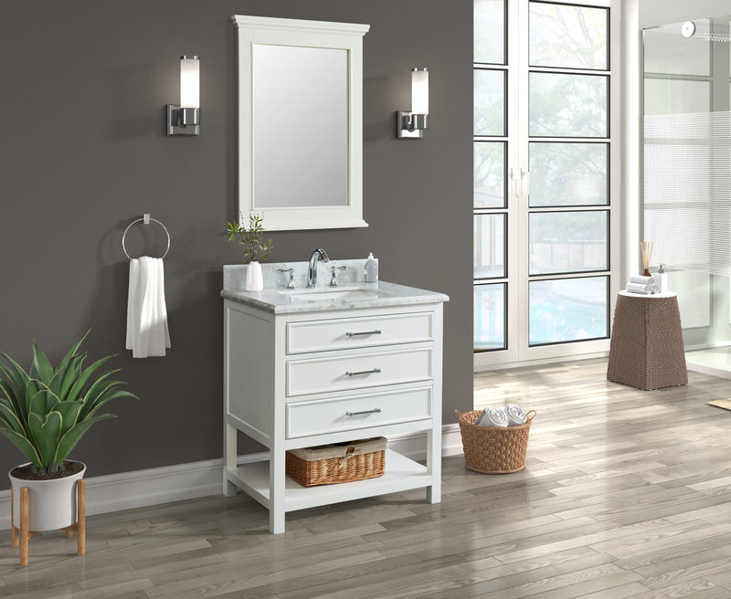 Manhattan  30" Vanity With Carrara Marble Top