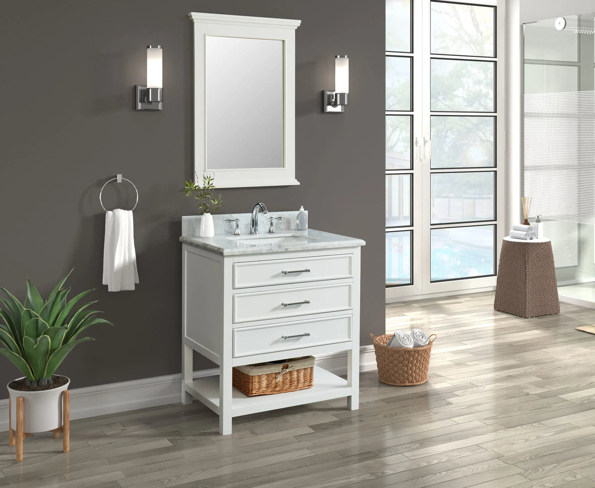 1.0 Manhattan 30" Vanity With Carrara Marble Top