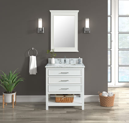 Manhattan  30" Vanity With Carrara Marble Top