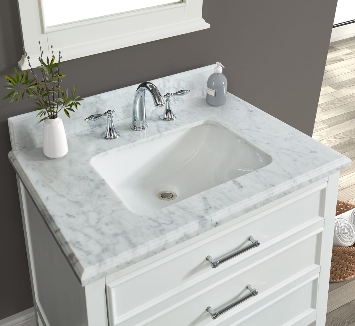 Manhattan  30" Vanity With Carrara Marble Top