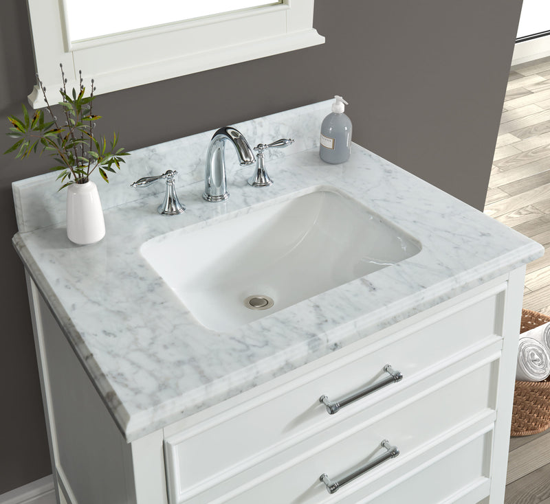 Manhattan  30" Vanity With Carrara Marble Top