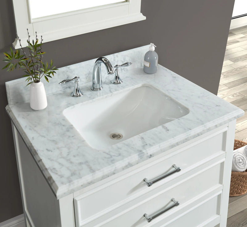 1.0 Manhattan 30" Vanity With Carrara Marble Top