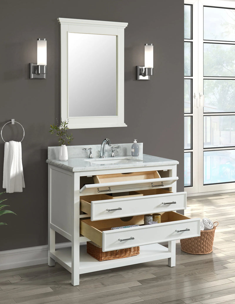 1.0 Manhattan 36" Single Vanity With Carrara Marble Top