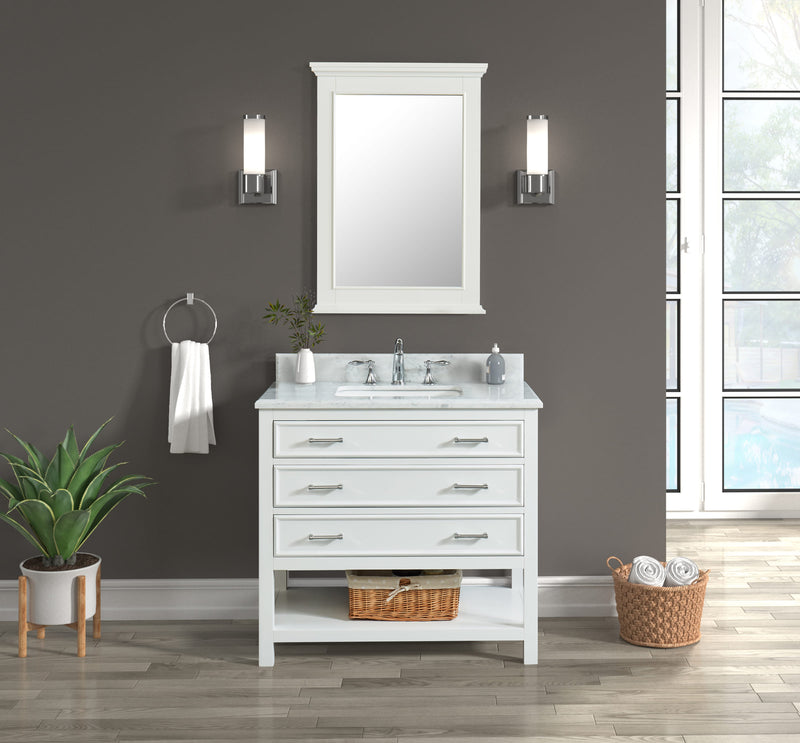 Manhattan 36" Single Vanity With Carrara Marble Top