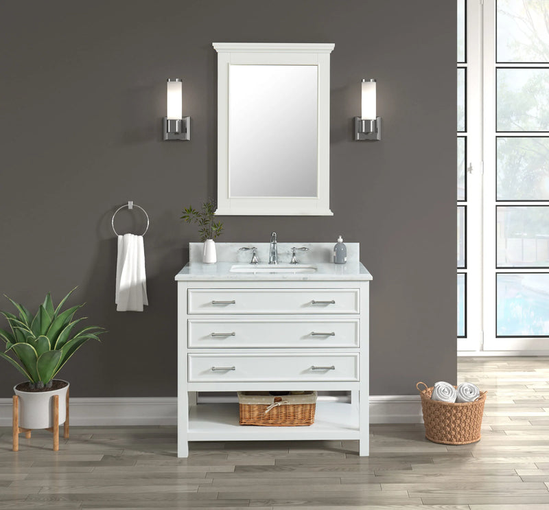 1.0 Manhattan 36" Single Vanity With Carrara Marble Top