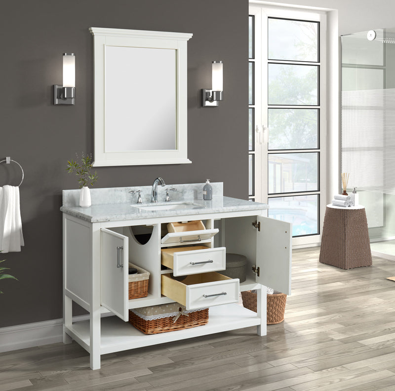 Manhattan 48" Vanity With Carrara Marble Top