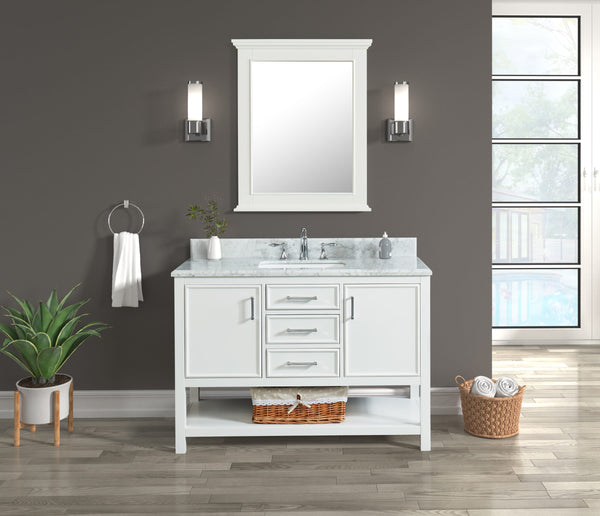 Manhattan 48" Vanity With Carrara Marble Top