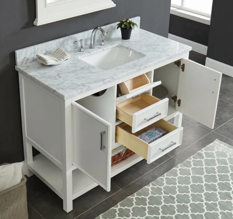 Premium Manhattan 48" Vanity With Premium Carrara Marble Top