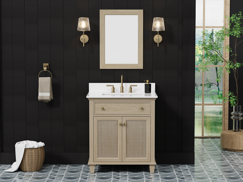 Ronnie 30" Vanity Set with Pure White Quartz Countertop