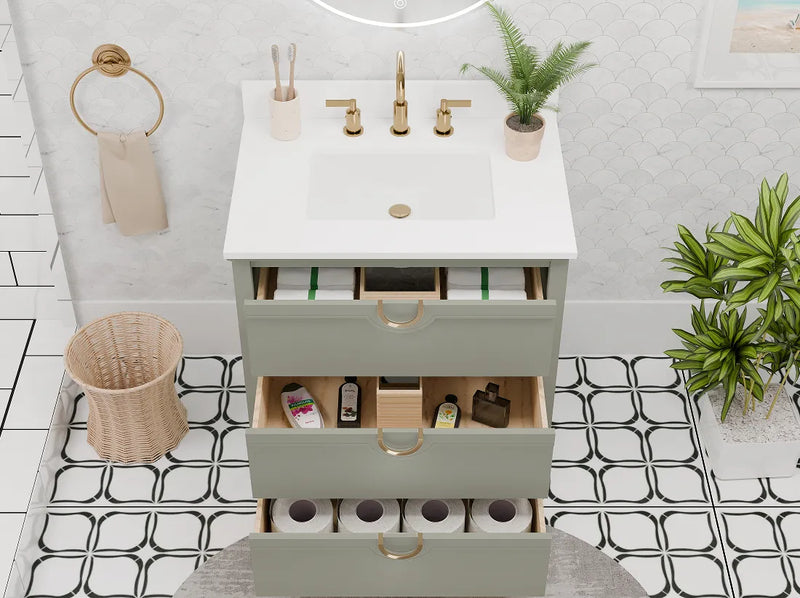 Yulan 30" Single Vanity With Pure White Quartz Top