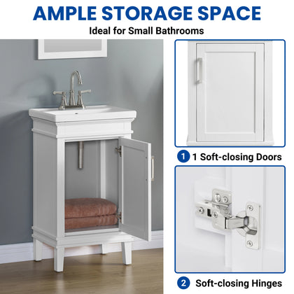 Elmington in Swan White Vanity 20" with Porcelain Top