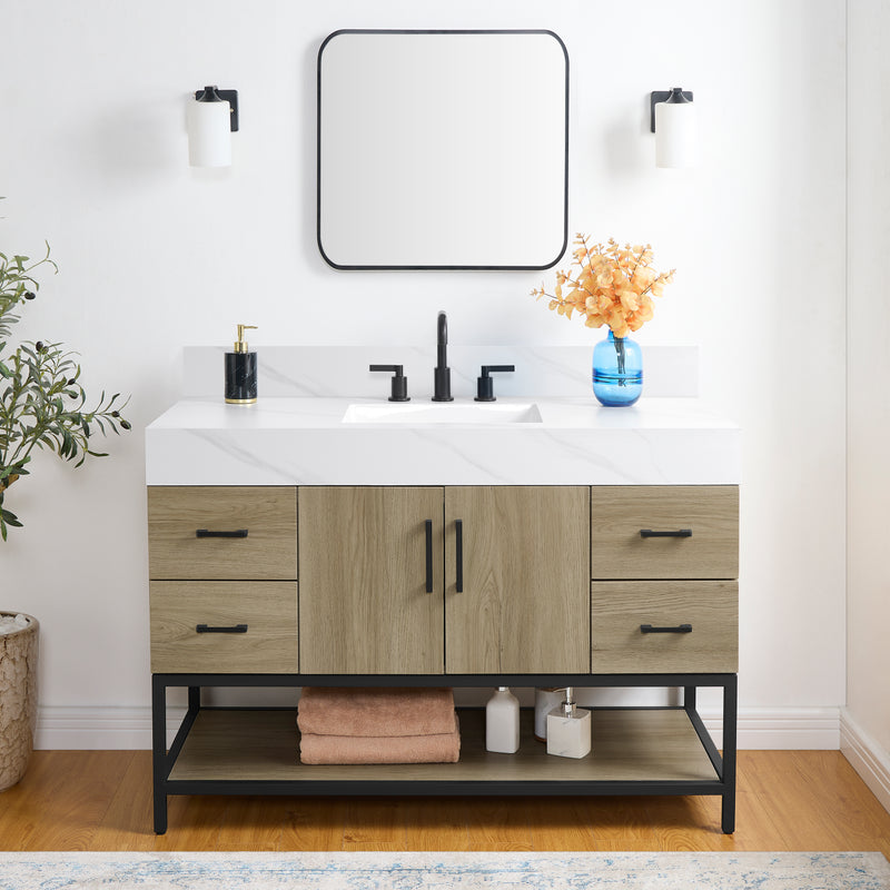 Utopia 48" Vanity in Dark Oak with Calacatta Sintered Stone Top