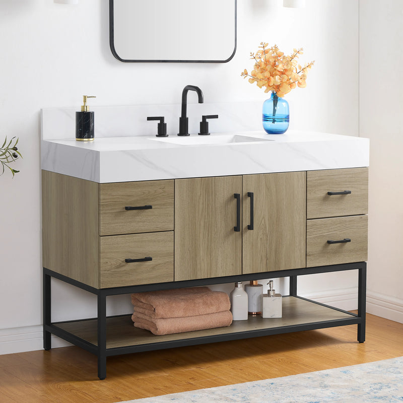 Utopia 48" Freestanding Bathroom Vanity with Calacatta Sintered Stone Top