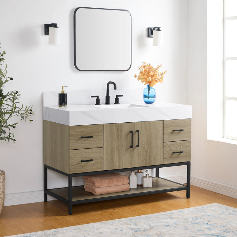 Utopia 48" Freestanding Bathroom Vanity with Calacatta Sintered Stone Top