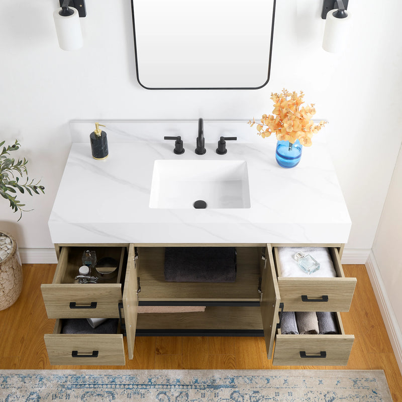 Utopia 48" Freestanding Bathroom Vanity with Calacatta Sintered Stone Top