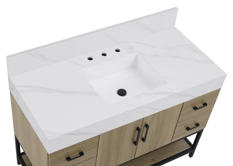 Utopia 48" Vanity in Dark Oak with Calacatta Sintered Stone Top