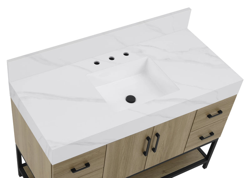 Utopia 48" Freestanding Bathroom Vanity with Calacatta Sintered Stone Top