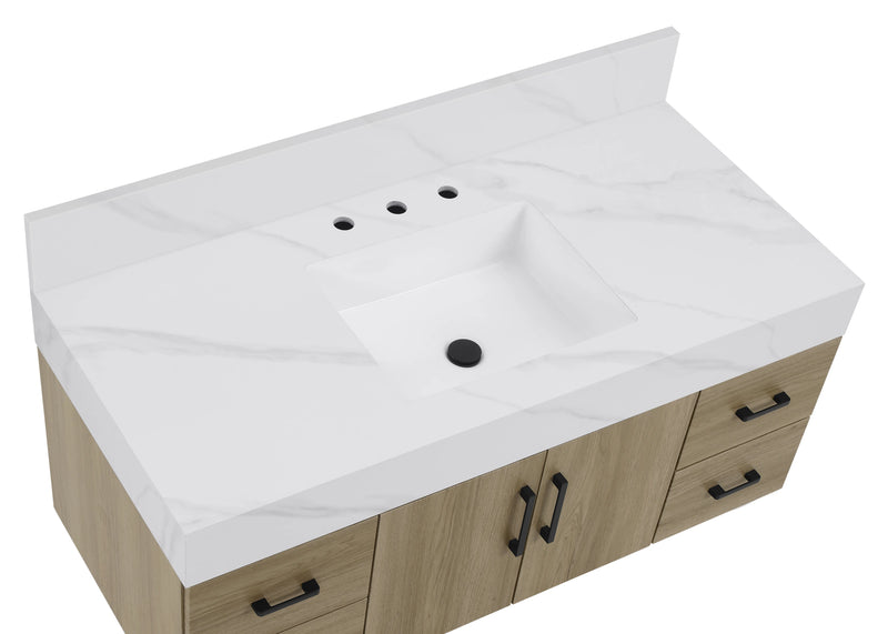 Utopia 48" Floating Bathroom Vanity with Calacatta Sintered Stone Top