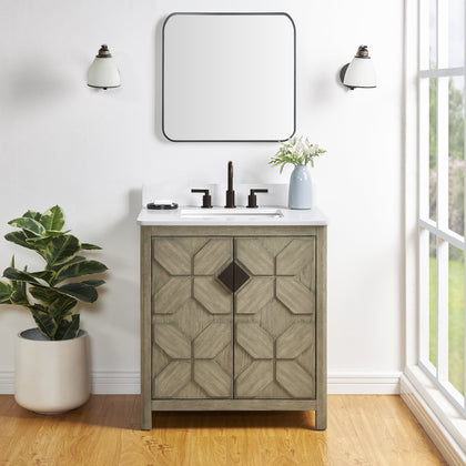 Emporia 30" Single Vanity with White Calacatta Vicenza Quartz Top