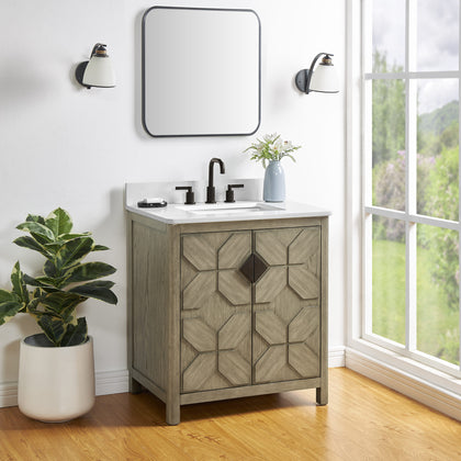 Emporia 30" Single Vanity with White Calacatta Vicenza Quartz Top