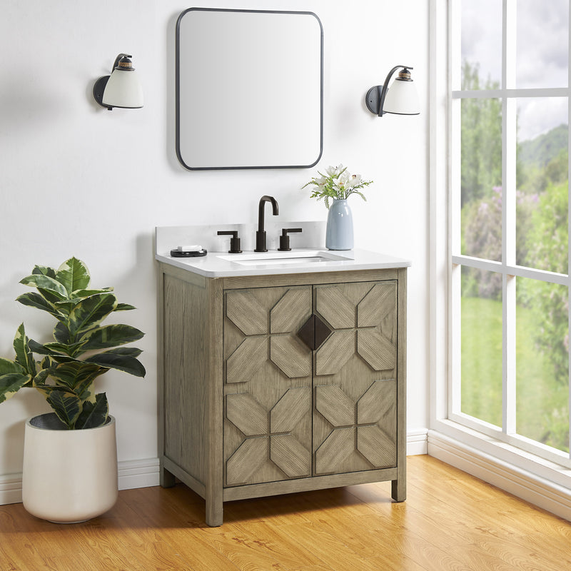 Emporia 30" Single Vanity with White Calacatta Vicenza Quartz Top