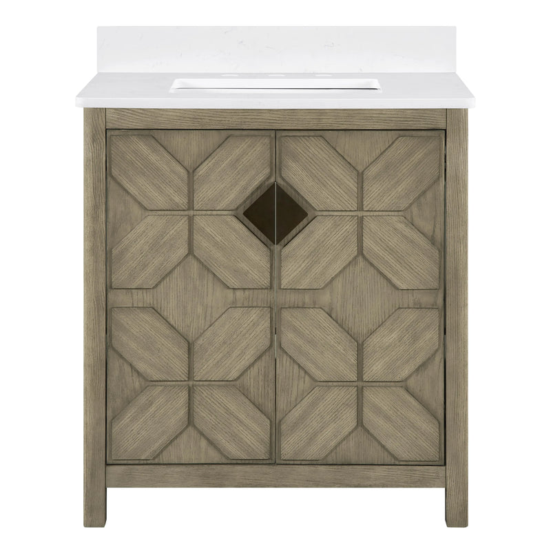 Emporia 30" Single Vanity with White Calacatta Vicenza Quartz Top