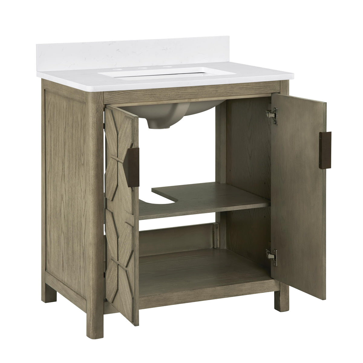 Emporia 30" Single Vanity with White Calacatta Vicenza Quartz Top