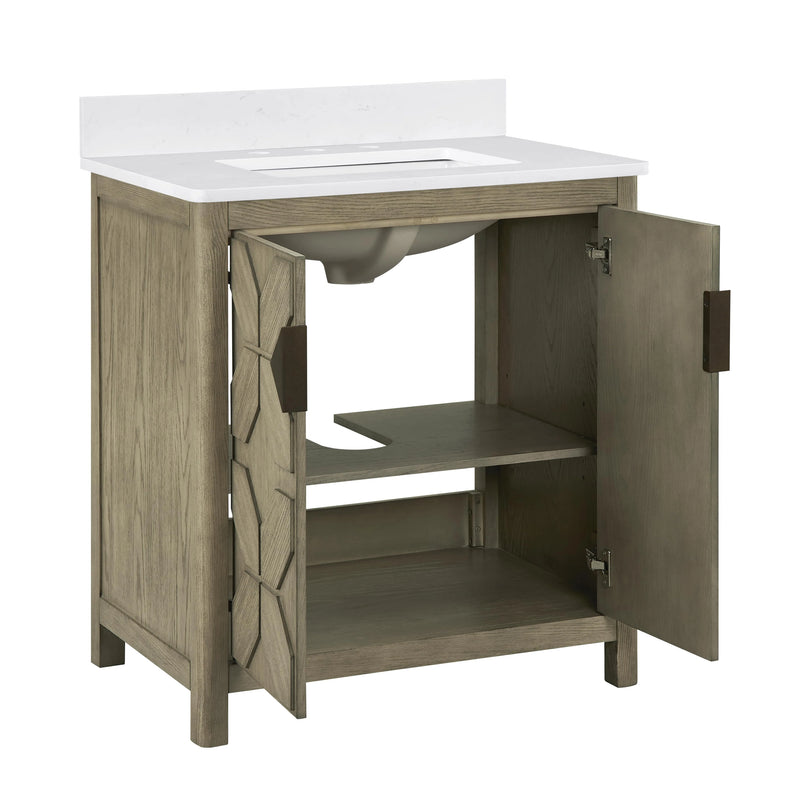 Emporia 30" Single Vanity with White Calacatta Vicenza Quartz Top