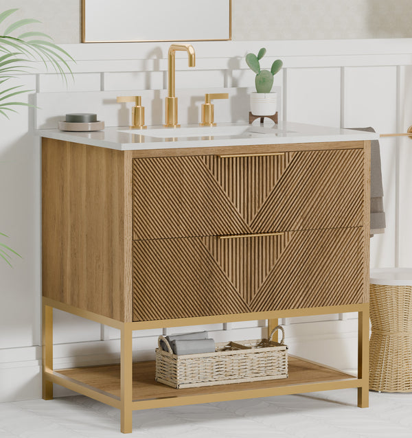 Waymart 30" Single Vanity With Pure White Quartz Top