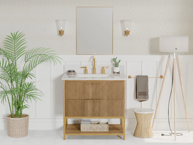 Waymart 30" Single Vanity With Pure White Quartz Top
