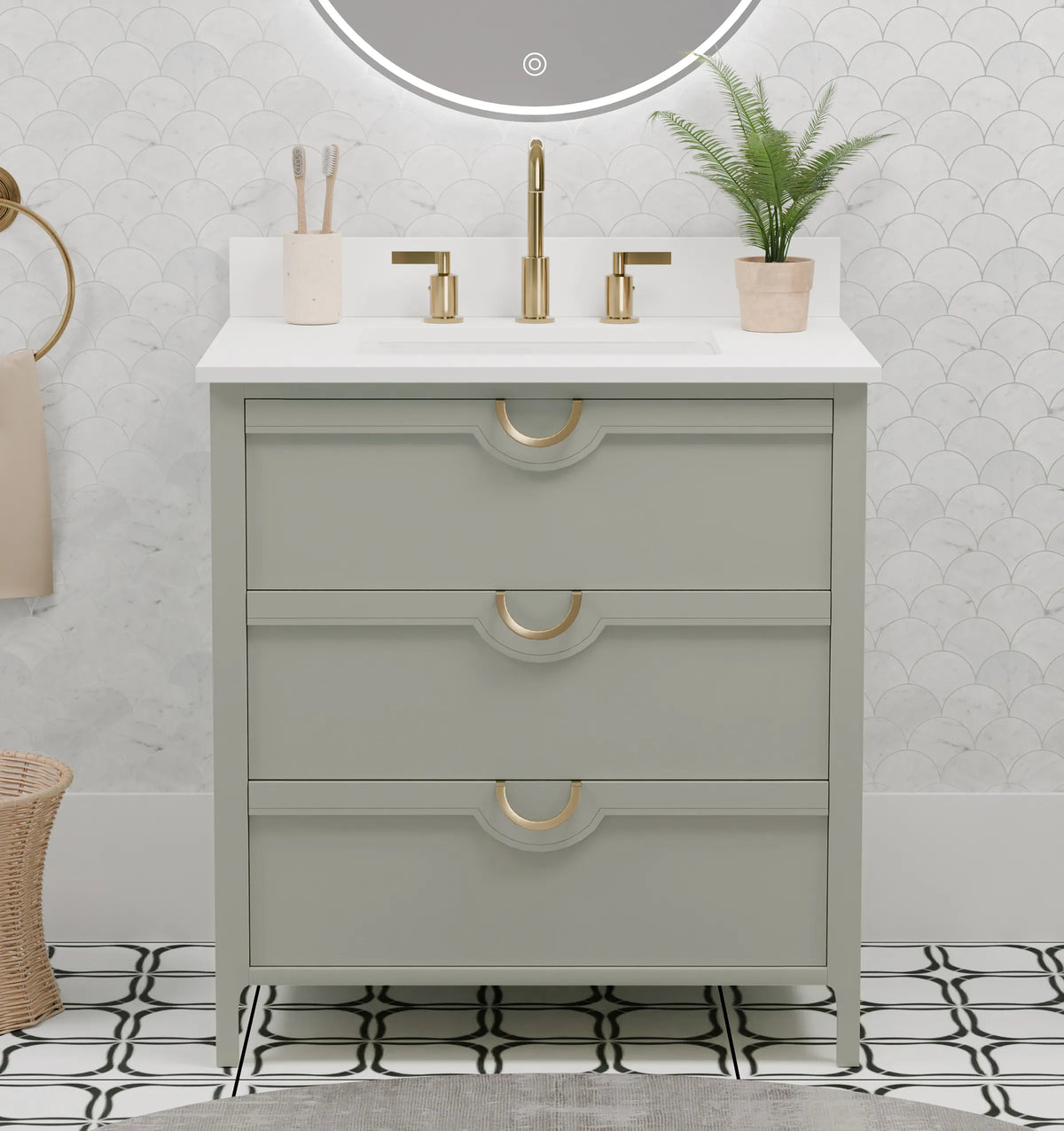 Yulan 30" Single Vanity With Pure White Quartz Top