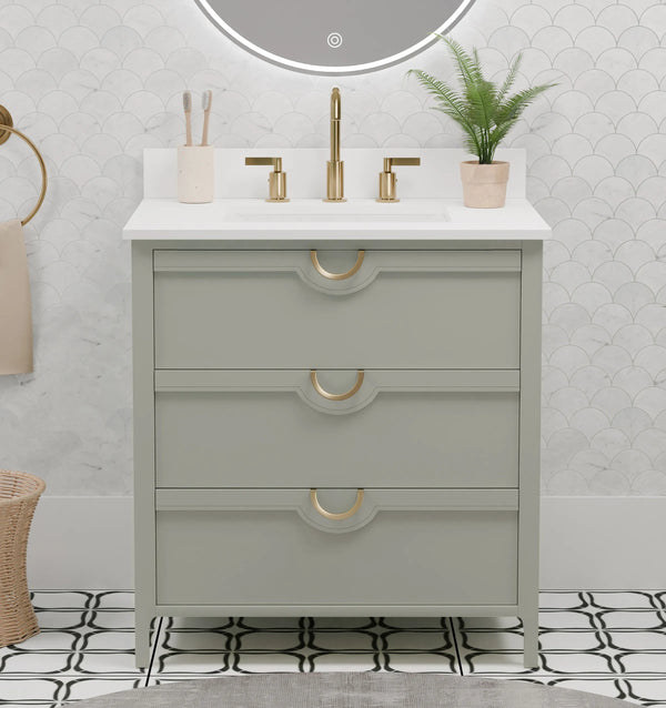 Yulan 30" Single Vanity With Pure White Quartz Top