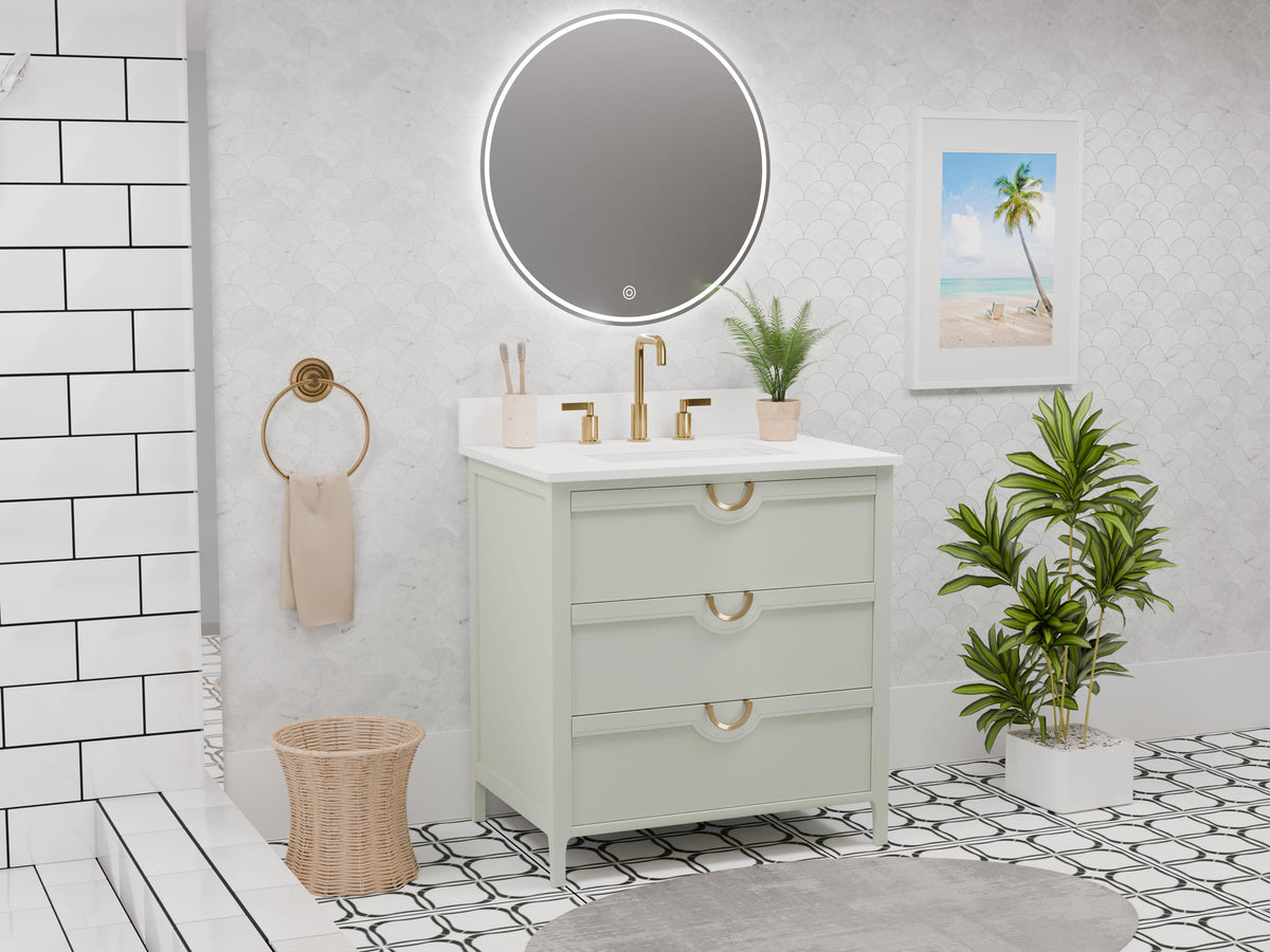 Yulan 30" Single Vanity With Pure White Quartz Top