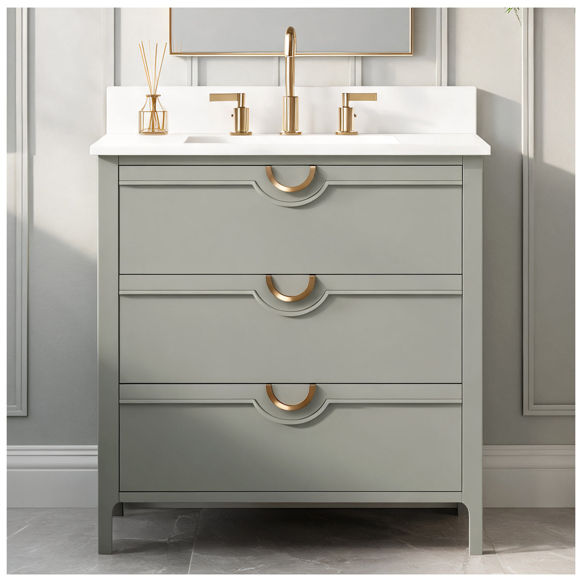 Yulan 30" Single Vanity With Pure White Quartz Top