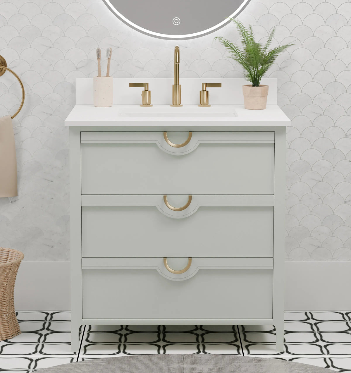 Yulan 30" Single Vanity With Pure White Quartz Top