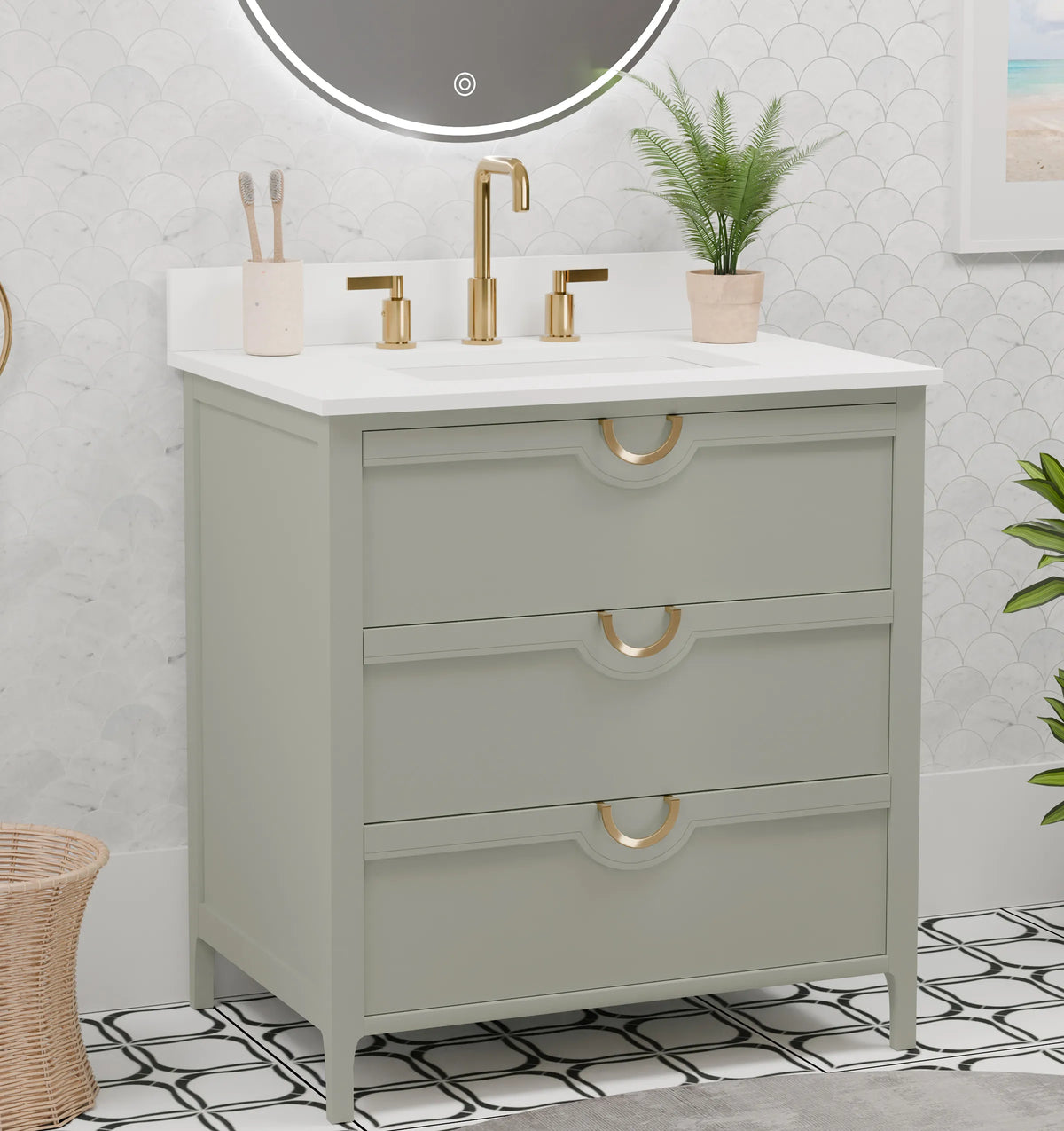Yulan 30" Single Vanity With Pure White Quartz Top