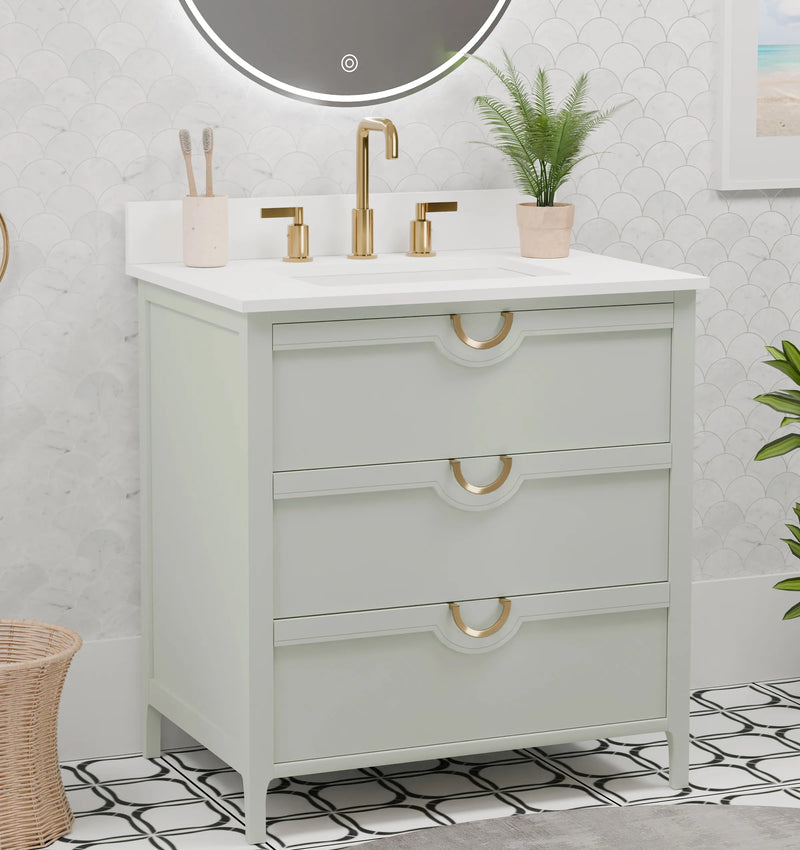 Yulan 30" Single Vanity With Pure White Quartz Top