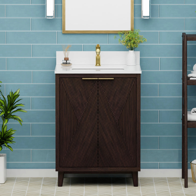 Summerville 24" Vanity Set with Pure White Quartz Countertop