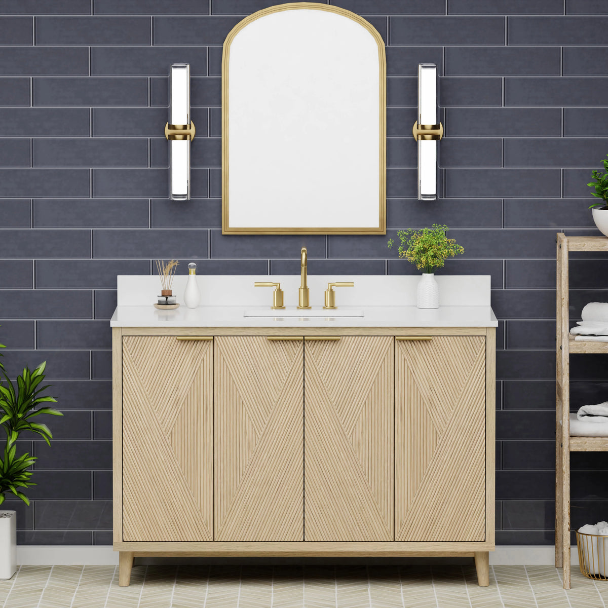 Summerville 48" Vanity Set with Pure White Quartz Countertop