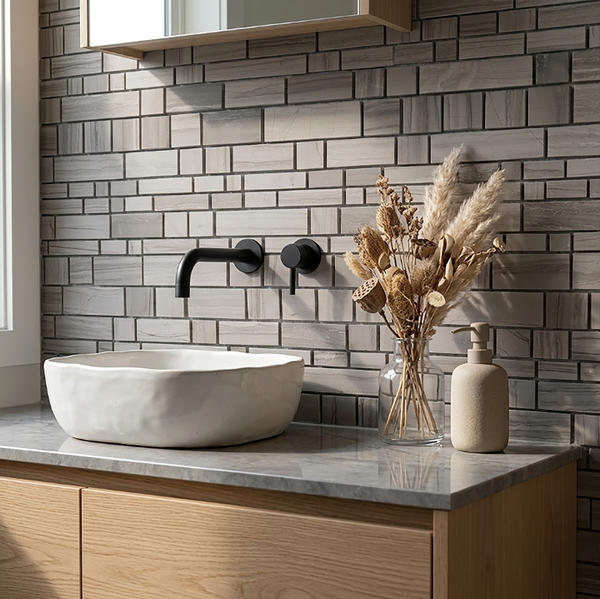 Athens Gray Multi-Square 12-in x 12-in Honed Mosaic Wall Tile( 5 sq. ft. /Box )