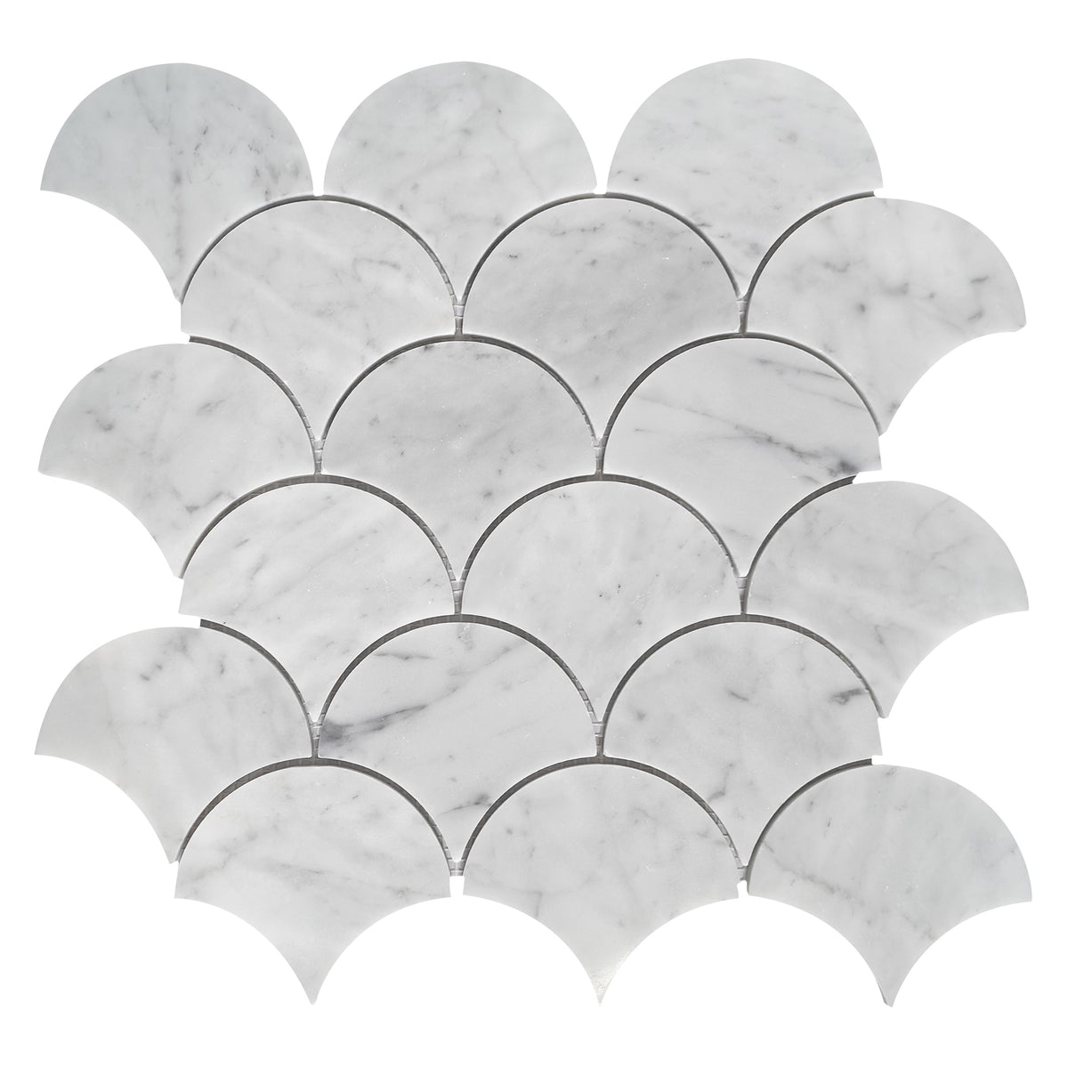 12-in x 12-in Polished Oriental White Shell Marble Mosaic Wall Tile( 5 sq. ft. /Box )