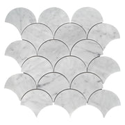 12-in x 12-in Polished Oriental White Shell Marble Mosaic Wall Tile( 5 sq. ft. /Box )