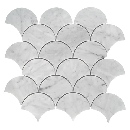 12-in x 12-in Polished Oriental White Shell Marble Mosaic Wall Tile( 5 sq. ft. /Box )